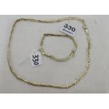 Turkish Two Tone Gold Necklace 19” long, with matching bracelet, 1.33 oz’s