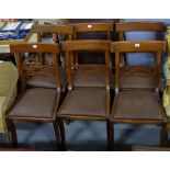 Matching Set of 6 Regency Reproduction Dining Chairs, with removable padded seats, brown leatherette