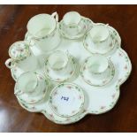 14 piece Aynsley China Coffee Set, on tray, floral design