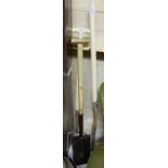 3 wooden handled garden tools – shovel, fork and sythe