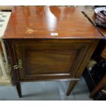 Mahogany Side Cabinet, on tapered legs, 22”w x 19”d