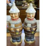 Matching Pair of “Hallgartens” Jars with lids, in the form of barrel-shaped men, 16.5”h