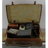 5 old cameras in canvas cases (worn) – Kodak etc and leatherette satchel (6)