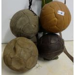 4 Old Leather Footballs