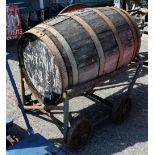 2 Oak Barrels “Smithwicks Ale” & “Whiskey”, 1 on carrying frame