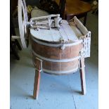 Wooden Washing Machine on stand, 1890, painted red, 41”