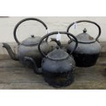 Three 19thC large kettles, various sizes