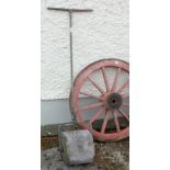 Stone garden roller, 11” wide, with metal handle