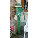 Cast Iron Water Pump, with original cap, painted green