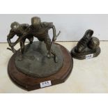 Two cold bronze GAA Trophies – 1 football “won by Carlow GAA Football Club, 1961” & 1 of Hurlers, by