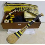 Kilkenny Hurling Scarf (in plastic wrapper) in box with 2½ pairs of used hurling socks, child’s