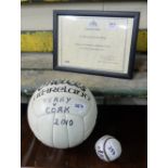 Sliotar and Football from All Ireland Finals 2010, with framed Certificate of Authenticity