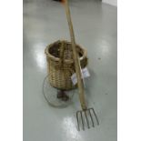 Fisherman’s Basket 1940, Fishing hand net & fish hook with long timber handle (3)