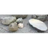 6 pieces of various sized stones incl. 2 bread shaped stones & a cut stone step (6)