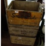 3 early wooden Beer Crates – 2 Smithwicks & 1 “Savage Smyth”