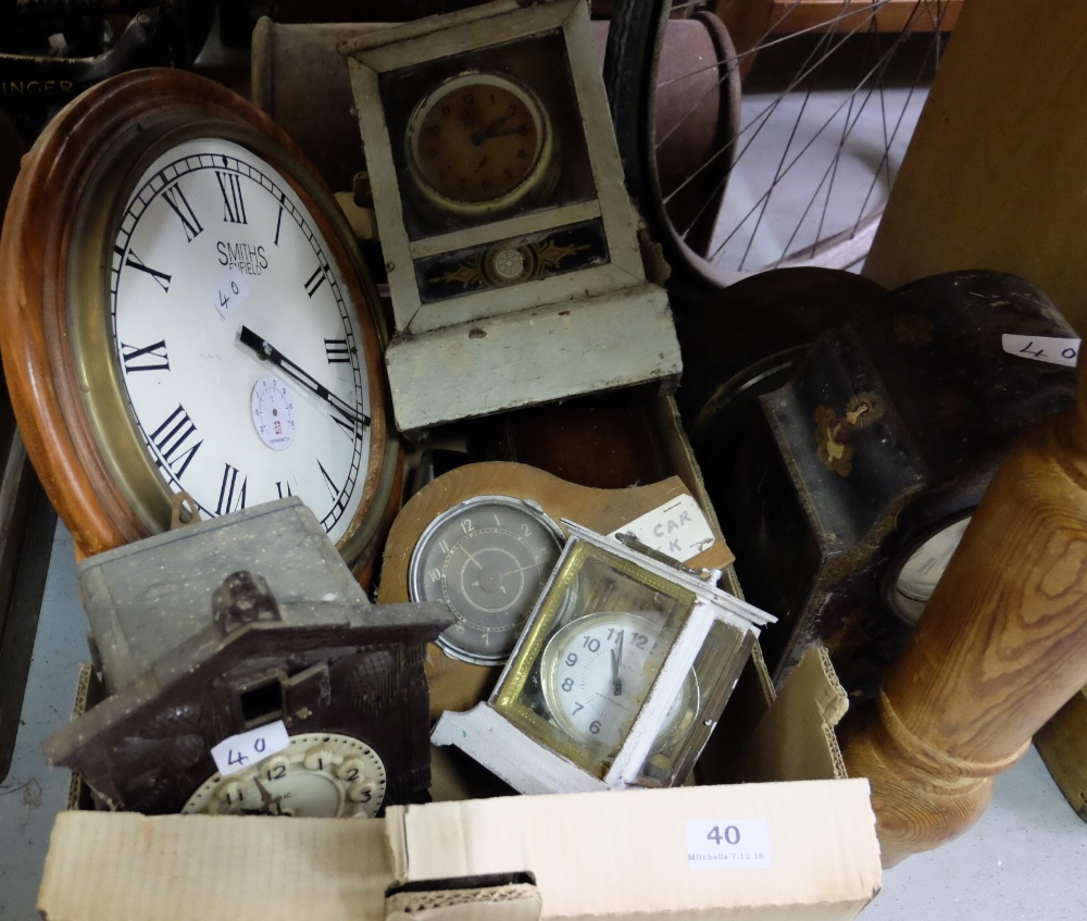 Box of old mantle clocks, for repair