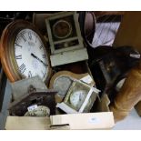 Box of old mantle clocks, for repair