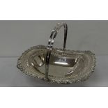 Large Silver Plated Table Basket, with Swing Handle, decorative border
