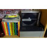 Mitsubishi Record Player with 2 speakers, 10 Boxed Sets “The Swing Era” & 2 groups of L.P. records –