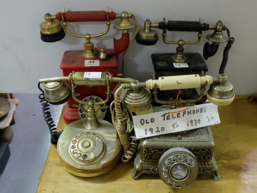 4 high back telephones, various colors (1920 – 1970)