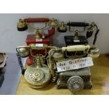 4 high back telephones, various colors (1920 – 1970)