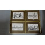 Set of 4 Prints, scenes of London by Bernard Smith 1978, “Nelsons Column” etc