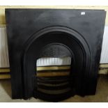 Pair of Cast Iron Fire Inserts, with interior arches, each 38”w with 16” openings