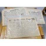 15 English newspapers, covering WWII headlines, 1940’s - 1944