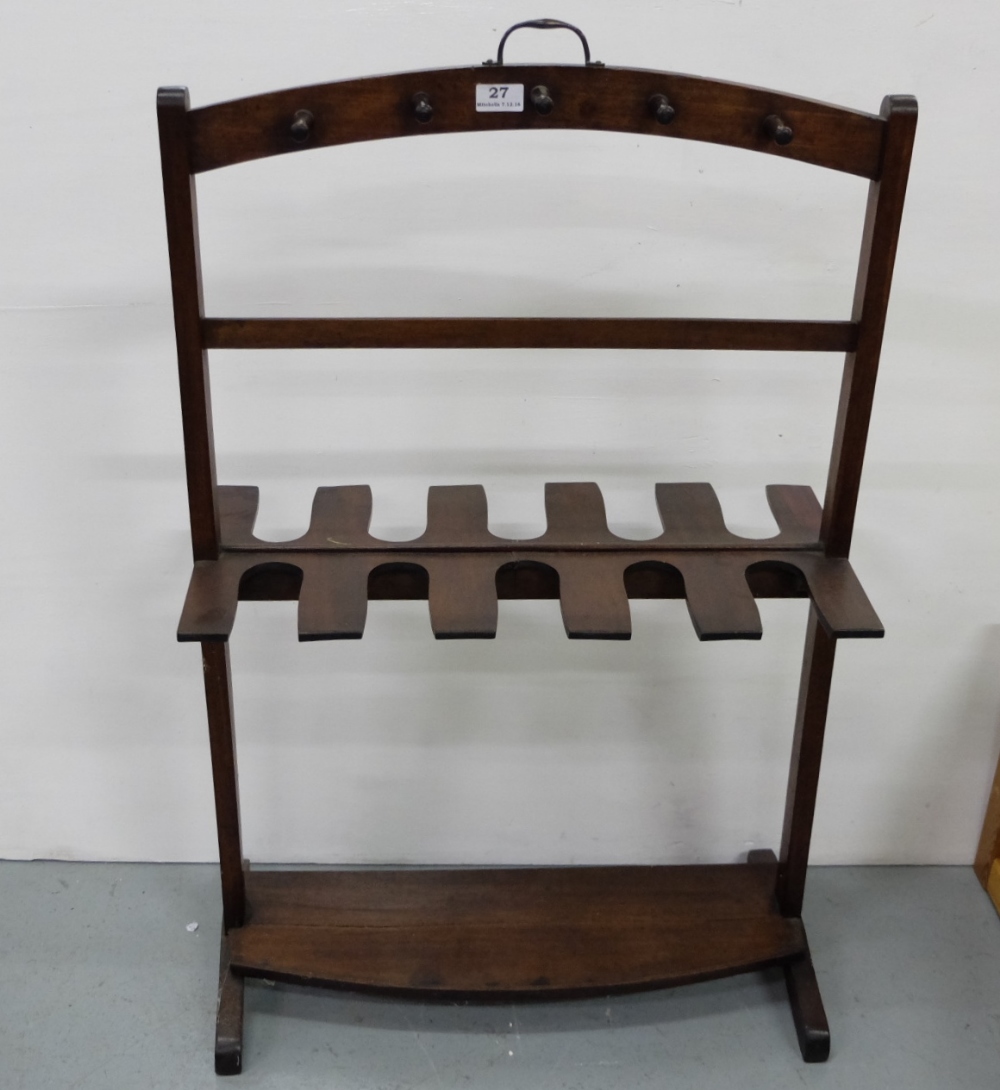 Edwardian Mahogany Boot / Whip Rack, with stretcher shelf, 3ft h