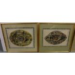 Set of 4 x 19thC colour Reptile Etchings, labelled at the back “Plat a Reptiles “Collection de