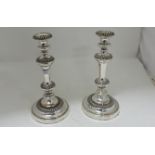 Matching Pair of Victorian Silver Plate on copper Candlesticks, ribbed details, with sconces and