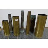 7 x World War 1 and 2 brass shells