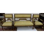 Three Piece French Mahogany Framed Sitting Room Suite, including a Settee (46”w) & a Matching Pair