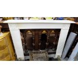 White Marble Fireplace with reeded frieze and side jams, rosette motifs 5”w mantle x 45”h