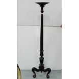 Mahogany Plant Stand, on reeded column, ball and claw feet, 57”h