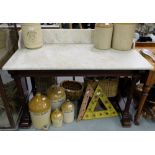 WMIV Mahogany Washstand with marble top and doric pillar legs, 4ft w x 2ft d