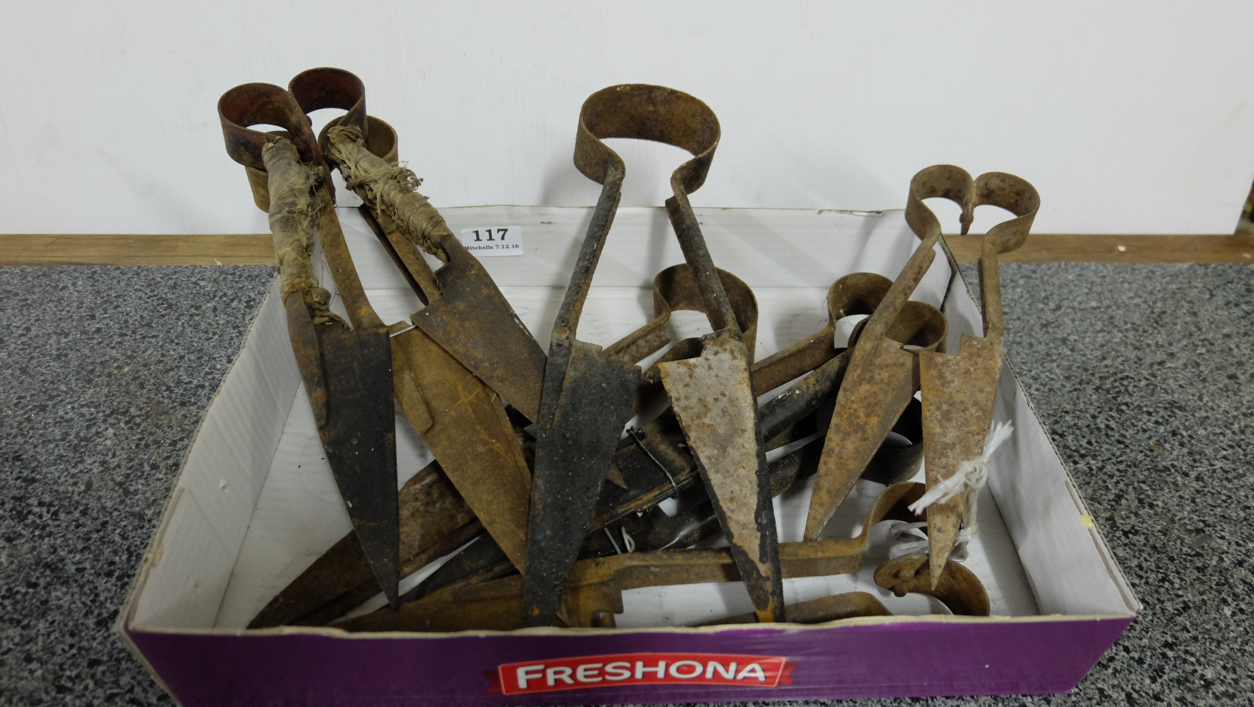 Assorted group of sheep shears etc