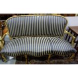 Carved Gilt Framed Couch, the oval shaped back bordered with bamboo shaped banding, on 4 front legs,