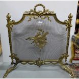 Gilded Brass Fire screen, elaborate border with laurels and ribbons, the centre mounted with musical