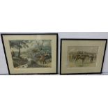 Equine Interest - antique Racing Lithograph “An Incorrigible Brute” & Fox Hunting Print “La Chasse