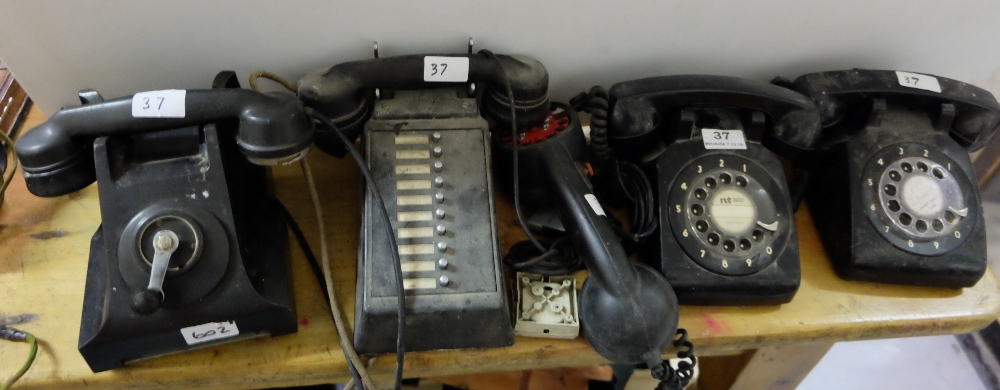 4 NT Telecom etc phones from the 1960’s & an old car phone handset (5)