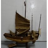 Antique model of an oriental sail ship, on stand, 30”w x 31”h