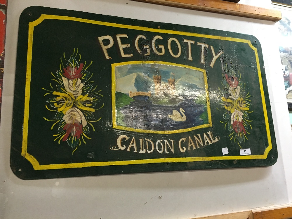 PEGGOTTY CALDON CANAL painted wooden sign.