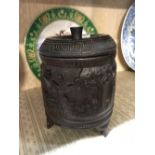 Carved betook wood African tobacco jar.