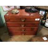 Painted pine desk filing cabinet.