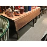 19th C. double drop leaf pine table { 152cm Long x 55cm Deep }.