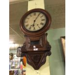 19th. C. carved oak drop dial clock.