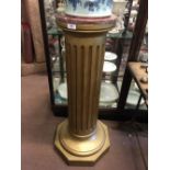 Pair of Victorian gilt wood pedestals with rouge marble tops.