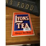 LYON'S TEA Always The Best enamel sign.