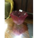 19th. C. ruby glass haging light shade.